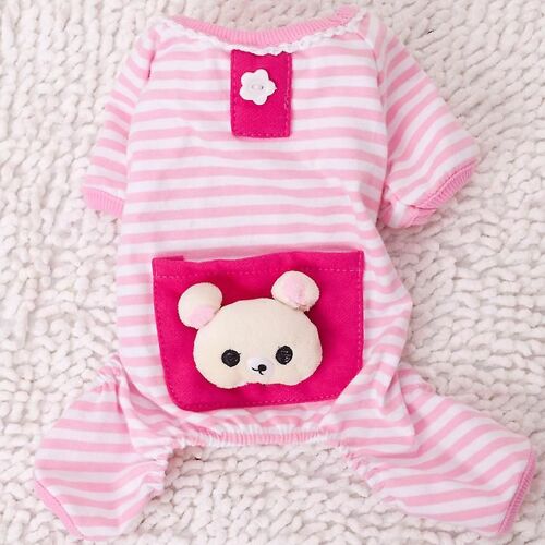 Vêtements Pour Chiots Manteau Pour Chien Combinaison Pyjama Pour Chien Confortable Chemise Pour Chien Rayures Vêtements Pour Chiens De Compagnie - Rose Petites Tailles