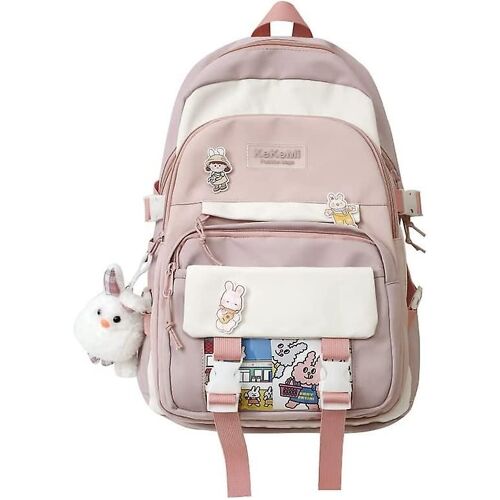 Sac à dos Kawaii mignon pour l¿école Sac à dos Kawaii avec épingle Kawaii et accessoires Sac à dos Sac à dos esthétique mignon (rose)
