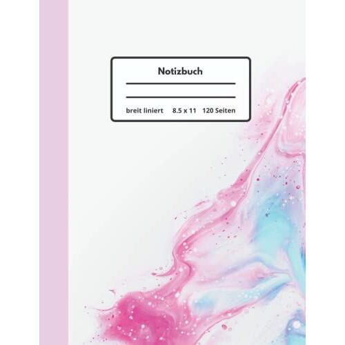 Notizbuch Breit Liniert: Groß 8.5 X 11 - 120 Seiten - Breit Liniert - Notizbuch/Journal Mit Linien Und Rand Für Frauen, Männer Und Kinder Mit Aquarell Motiv