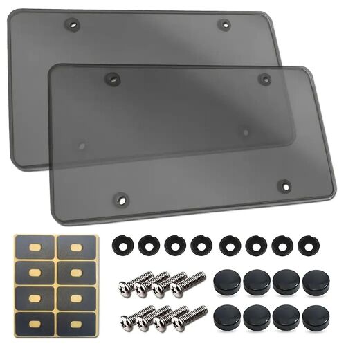 Gris Translucide Plaques D'immatriculation Couvre Kit Robuste Véhicule Plaque Outil De Protection Pour Automobile 2pcs