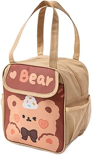 Sac à lunch mignon pour les femmes Filles Japonais Anime Isolé Cooler Kawaii Lunch Box Pour les enfants Adolescents Lycéen Préscolaire (Ours brun)