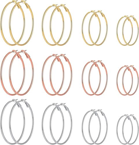 Boucles D'oreilles Hoop Pour Femmes Filles, Acier Inoxydable Hypoallergénique Cerceaux Géométriques Boucles D'oreilles Pour Femmes Boucles D'oreilles Boucles D'oreilles Boucles D'oreilles Set 12 Paire