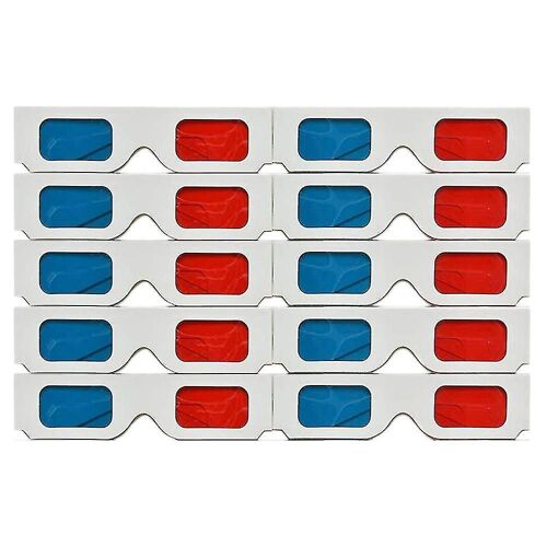 Lunettes 3D, 10 paires de lentilles stéréo en papier rouge et bleu pour ensemble Anaglyphe Paper Lunettes 3D