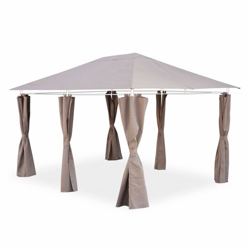 Ensemble Complet Toile De Toit Et Rideaux Taupe Pour Tonnelle 3x4m Divio Toile De Rechange