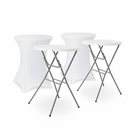 Lot De 2 Tables Hautes De Réception Gala Mange Debout. Pliables. Ø80 Cm X 110 Cm + 2 Housses En