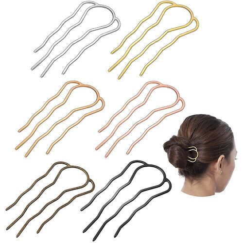 6 Pièces 87 Mm Fourchette À Cheveux Clip Stick Hair Side Peigne Hairpin Hair Bun Updo Hair Sticks Alloy 4 Bong Hair Pins Clips Grips Pour Femmes Coiffure To