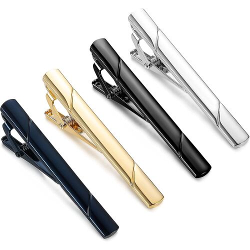 4 Pcs Tie Clips Pour Hommes Tie Bar Clip Set Pour Cravate Régulière Cravate Wedding Business Clips