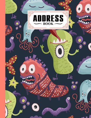 Address Book: Cute Monster Cover Address Book Large Print, Record Birthday, Phone Number, Address, Email & Extra Notes | Size 8.5" X 11" By Maike Kohl