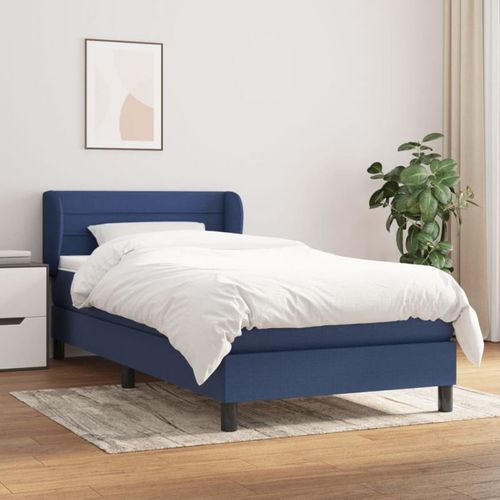 3126283 Vidaxl Lit À Sommier Tapissier Avec Matelas Bleu 80x200 Cm Tissu