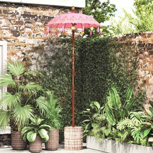 Parasol Avec Base 250 Cm Coton, Bois