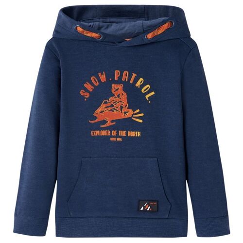 Sweatshirt À Capuche Pour Enfants Mélange Bleu Marine Et Orange 140