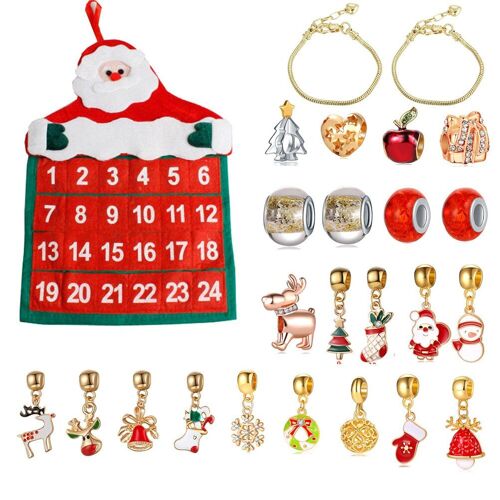 Cadeau de noël pour enfants, 24 pièces, calendrier de l'avent, bijoux, ensemble de breloques perlées, à faire soi-même
