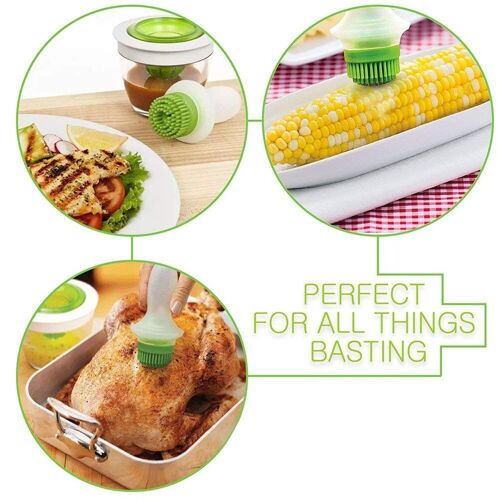 Ensemble de bouteilles d'huile et de brosses en Silicone, brosse à Barbecue résistante à la chaleur avec récipient en verre, accessoires de cuisine
