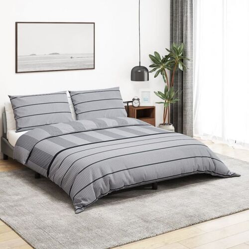 Vidaxl Ensemble De Housse De Couette Gris 225x220 Cm Coton