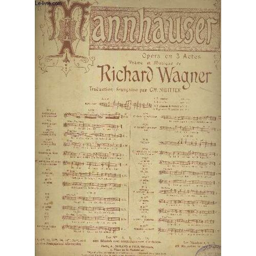 Tannhauser N13 - Priere D'elisabeth - Opera En 3 Actes - Traduction Francaise Par Ch. Nuitter