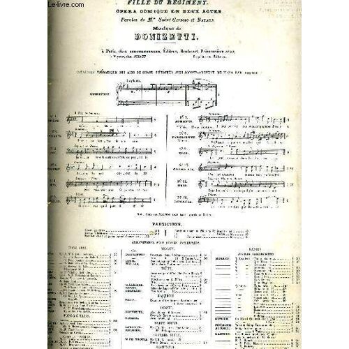 La Fille Du Regiment - Romance - Opera Comique De 2 Actes - Paroles De Monsieur Saint Georges Et Bayard