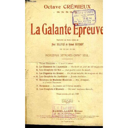 La Galante Epreuve - Operette Ne 3 Actes