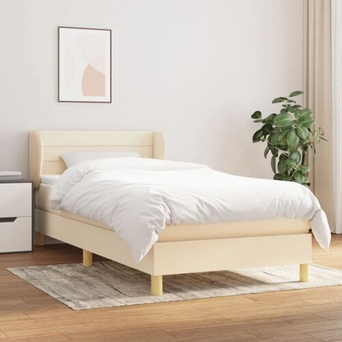 3126842 vidaXL Lit à sommier tapissier avec matelas Crème 80x200 cm Tissu