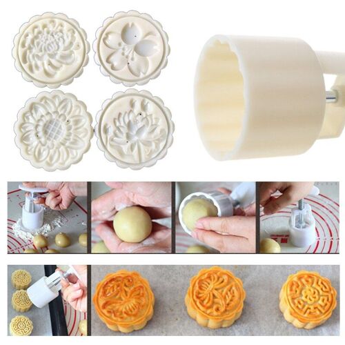 Moule À Gâteau De Lune 75g Avec 4 Timbres Tournesol, Emporte-Pièce, Pour Pâtisserie Aux Haricots Verts, À Faire Soi-Même, Ustensiles De Cuisson, Nouvelle Collection Automne