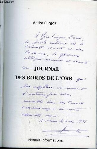 Journal De Bords De L'orb + Envoi L'auteur