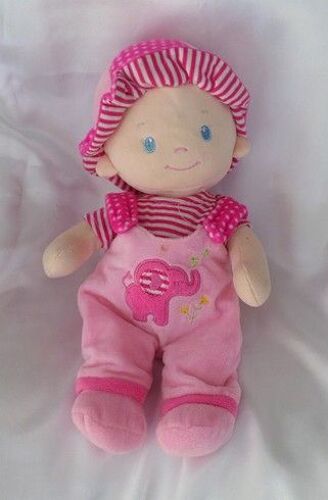 Doudou Poupée Rose Pois Salopette Eléphant Zd Trading