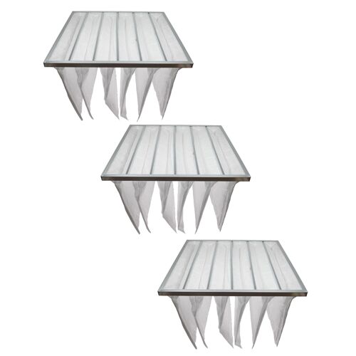 vhbw 3x Sacs filtrants pour système de climatisation et ventilation - Filtre à air G4, 59,2 x 59,2 x 36 cm, blanc