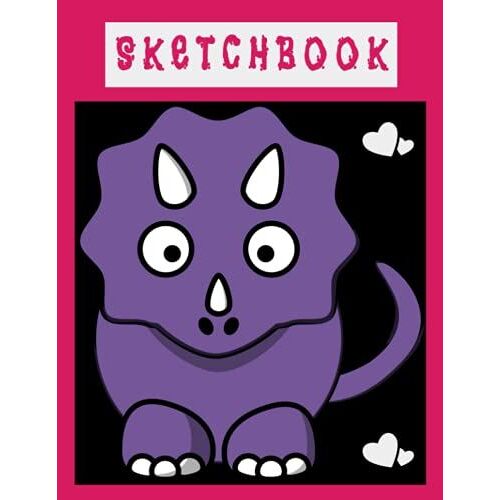 Sketchbook | K-2 | For Drawings & Arts | 8.5" X 11" | 120 Pages/60 Sheets | Dinosaur | Pink Cover |: For Kids K-2 Drawings & Arts Book