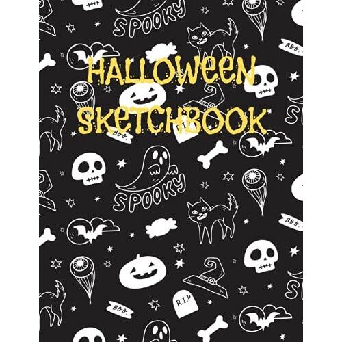 Sketchbook: Sketchbook For Halloween, 80 Blank Pages With Black Back For Drawing, Doodling And Other Graphic Activities