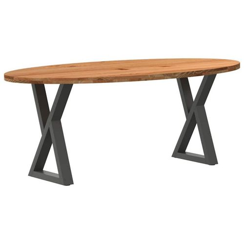 Vidaxl Table À Manger Marron Clair Bois De Chêne Massif Ovale