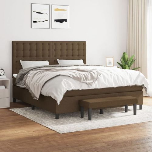 3136936 Vidaxl Lit À Sommier Tapissier Avec Matelas Marron Foncé 180x200 Cm