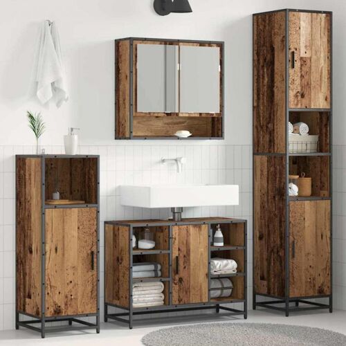 Vidaxl Cabinet De Salle De Bain Bois Ancien 35 X 37,5 X 188,5 Cm