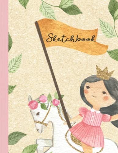 Sketchbook: Beautiful Princess With Splashes Of Glittery Effects Large Blank Sketchbook For Kids For Drawing, Sketching And Doodling