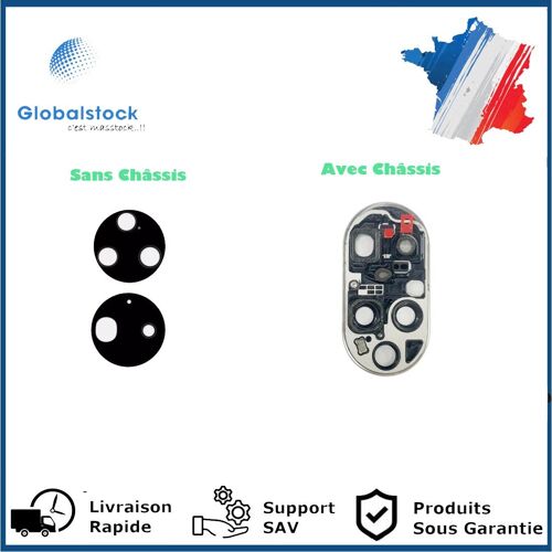 Lentille Caméra Arrière PREMIUM pour Huawei P50 - Noire (2 pcs) Avec Châssis et Sans Châssis