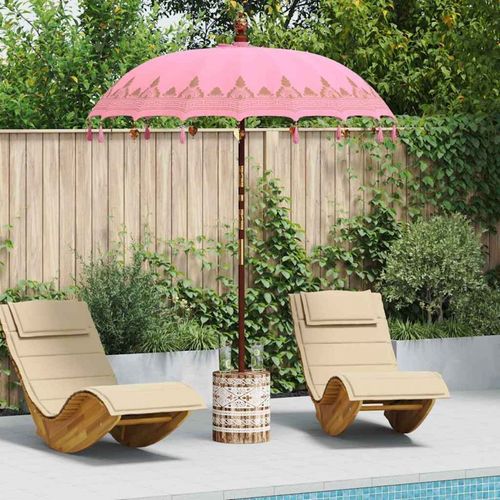 Parasol Balinais Rose 180-190 Cm Coton, Bois Massif