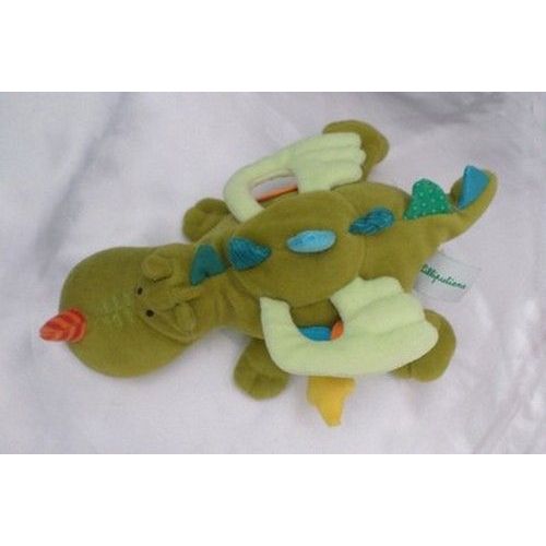 Doudou Peluche Rhinocéros Vert Eveil Activités Etoile Miroir Hochet Lilliputiens