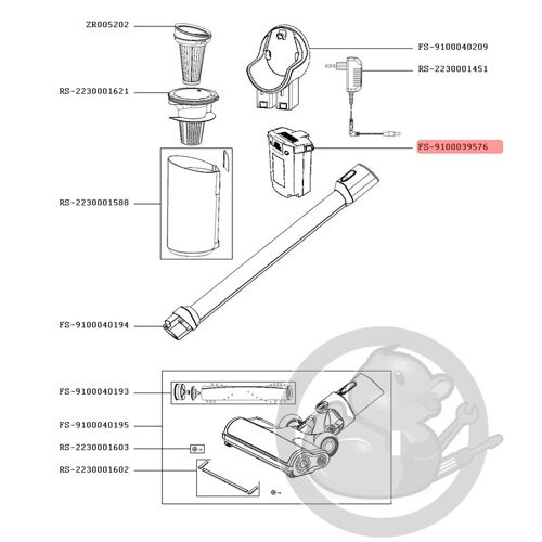 Batterie li-ion/22.2v aspirateur X-pert Rowenta FS-9100039576