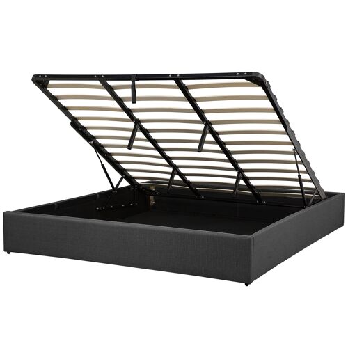 Lit avec coffre en tissu gris 180 x 200 DINAN