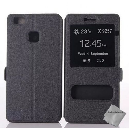 Housse Etui Coque Portefeuille View Case Pour Huawei P9 Lite + Film Ecran - Noir