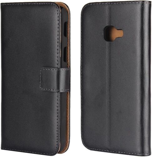 Samsung Galaxy Xcover 4 Case Wallet, Flip Etui En Cuir Veritable, [Slot Pour Carte] [Fermeture Magnetique] [Bequille Fonction] - Noir