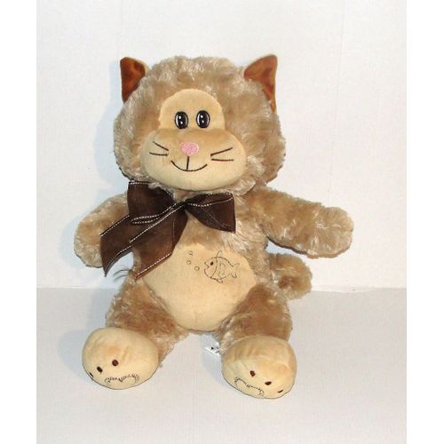 Peluche Chat Marron Clair Small Foot Compagny - Doudou Chat Noeud Papillon Tule 39 Cm