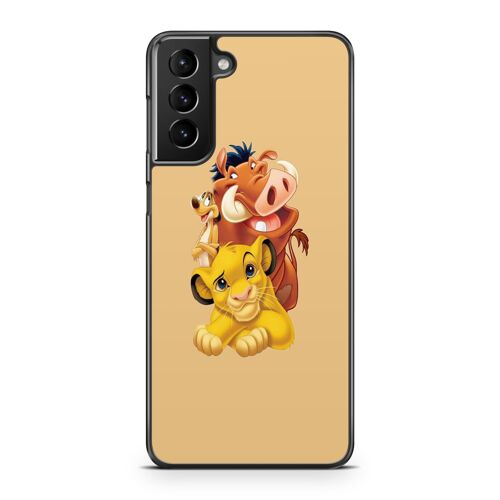 Coque Fifrelin rigide noire pour Samsung Galaxy S21 Simba Pumba Timon le Roi Lion Disney Ref 9099