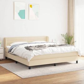 3126338 Vidaxl Lit À Sommier Tapissier Avec Matelas Crème 160x200 Cm Tissu