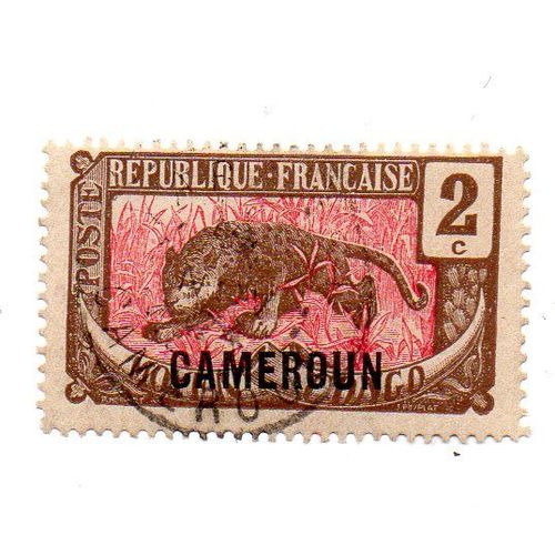 Cameroun- 1 Timbre Oblitéré Occupation Française- Félin- Faciale 2c