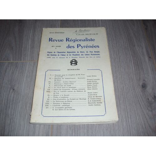 Revue Regionaliste Des Pyrenées N ° 165 /166 De 1965