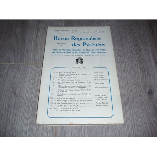 Revue Regionaliste Des  Pyrenées N ° 181/182 De 1969