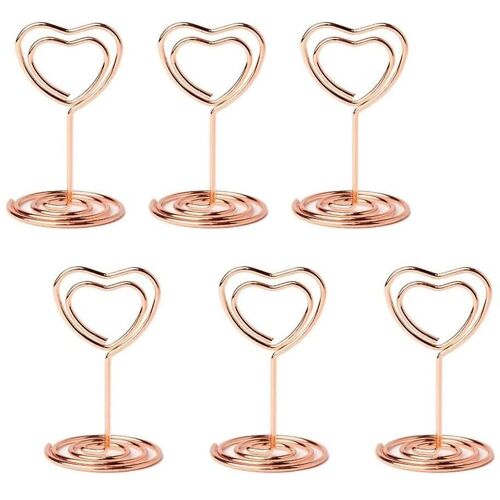 20pcs Mini Place Card Holders Numéro de table Stand Table Card Holder Wire Table Picture Photo Holder with Heart Shape Menu Memo Clips pour mariage