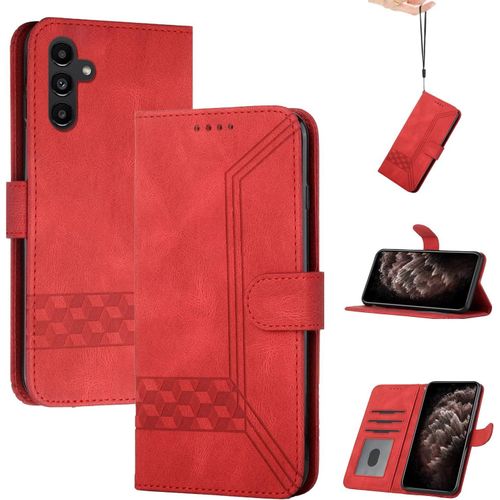 Coque Pour Samsung Galaxy A14 5g,Portefeuille Etui Housse En Cuir Protection Avec Porte Cartes,Fentes Pour Cartes,Fonction De Support,Fermeture Magnetique-Rouge