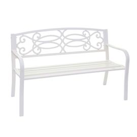 Banc De Jardin Hwc-F44, Banc Du Parc, 2 Places, Acier Thermolaqué   Blanc