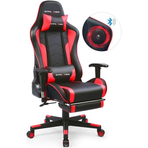 Chaise Gaming Gtplayer Avec Haut-Parleur Bluetooth Et Repose-Pieds - Rouge