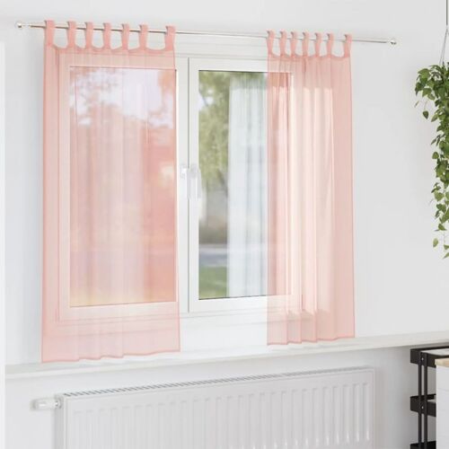 Vidaxl Rideaux En Voile Avec Passe-Tringles 2 Pcs Rose